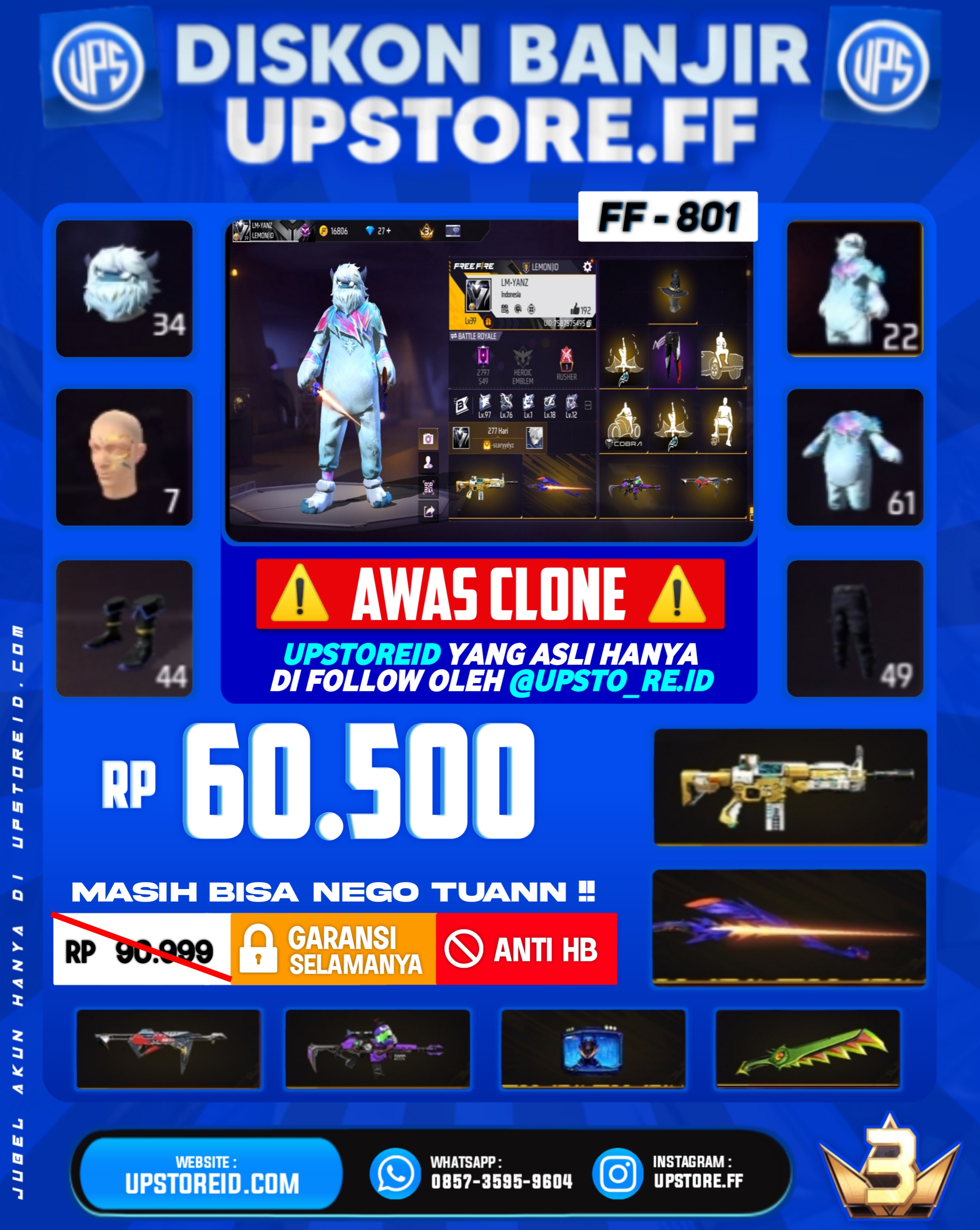 F801 - VAULT 50+, WEAPON 59 | FREE FIRE SEMI SPEK STANDAR