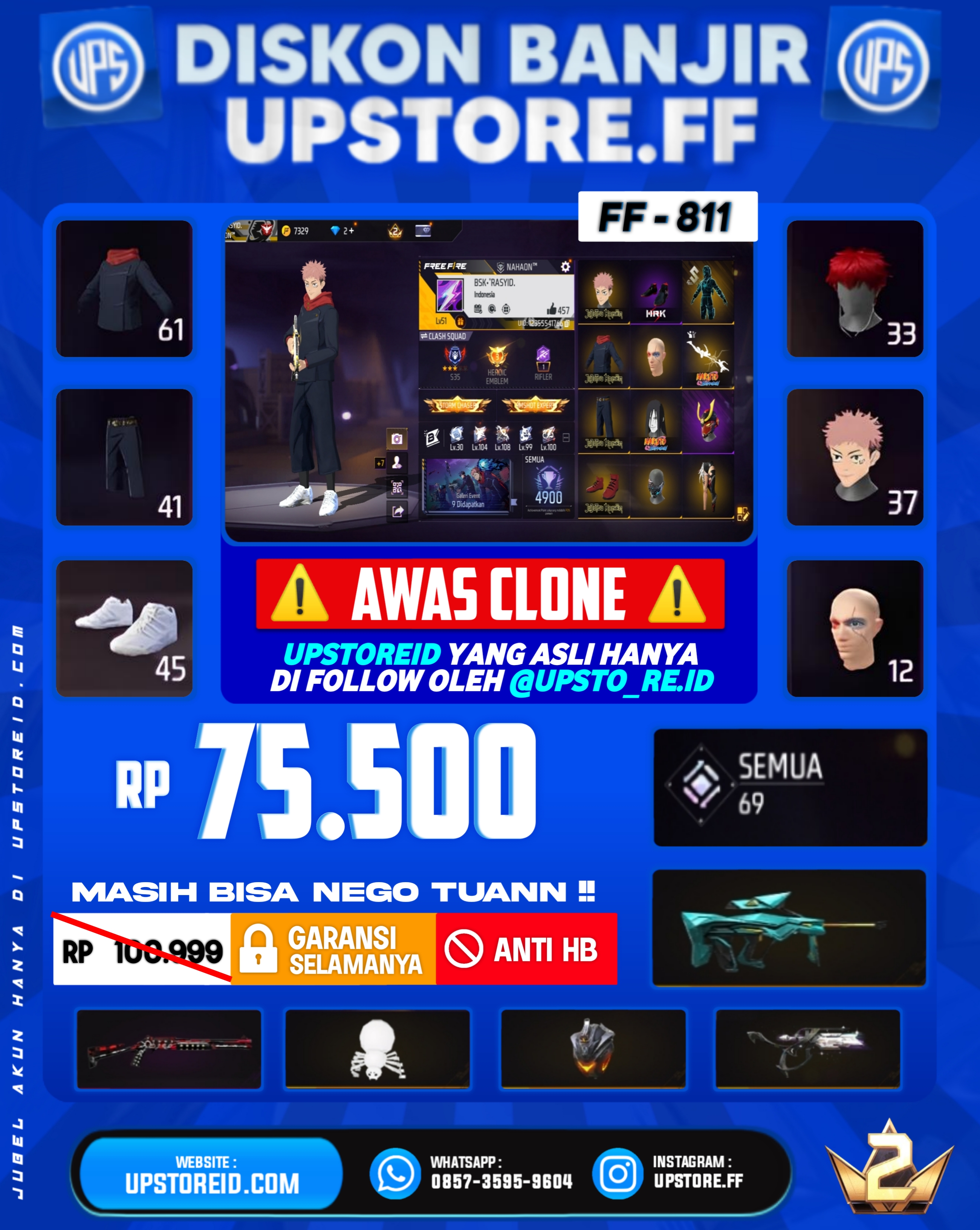 F811 - VAULT 80+, WEAPON 69, SPEK STANDAR | FREE FIRE