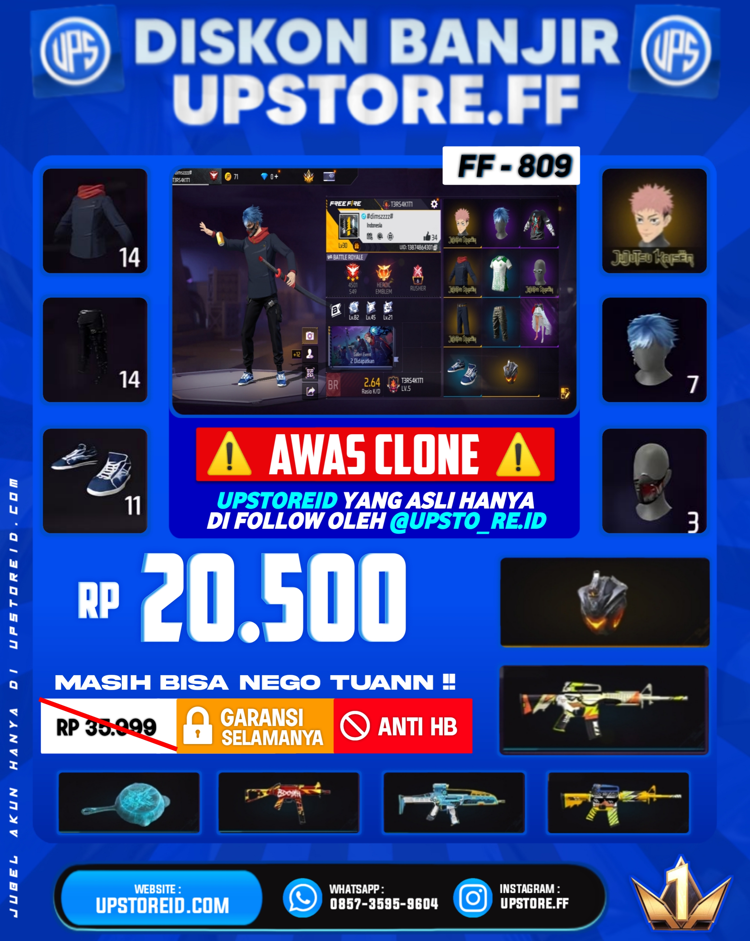F809 - VAULT 30+, WEAPON 20, SPEK POLOSAN | FREE FIRE