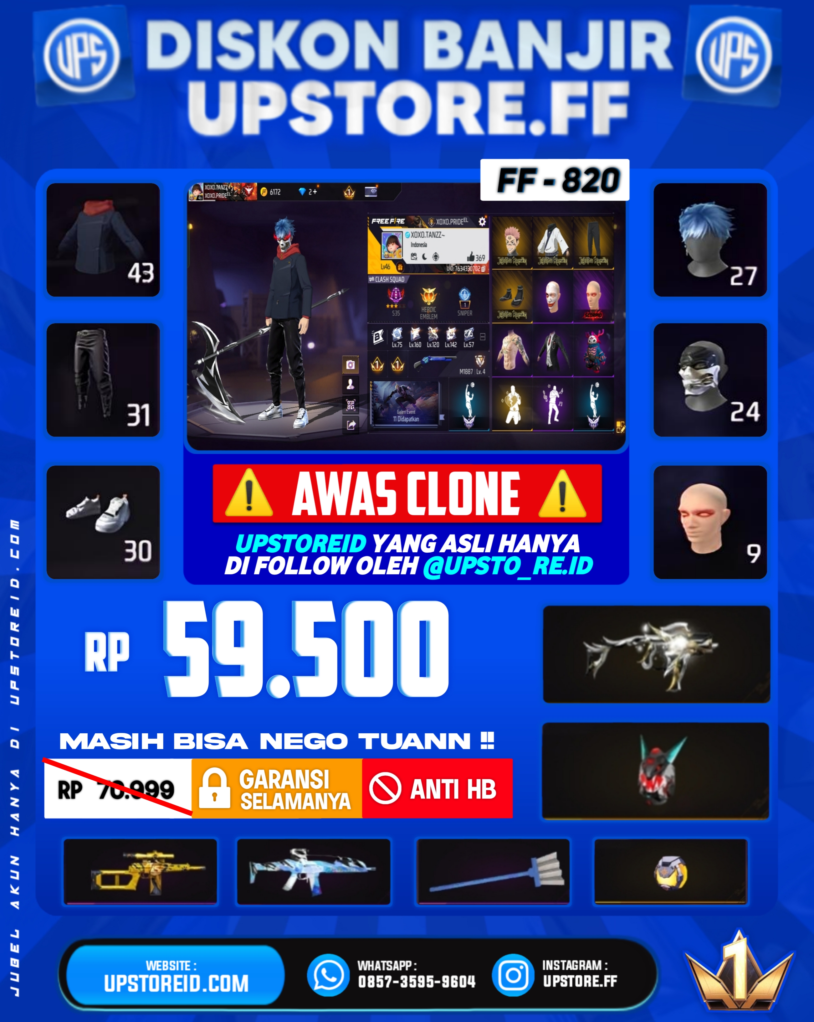 F820 - VAULT 80+, WEAPON 39 | SET JUJUTSU KAISEN 2, DLL | FREE FIRE