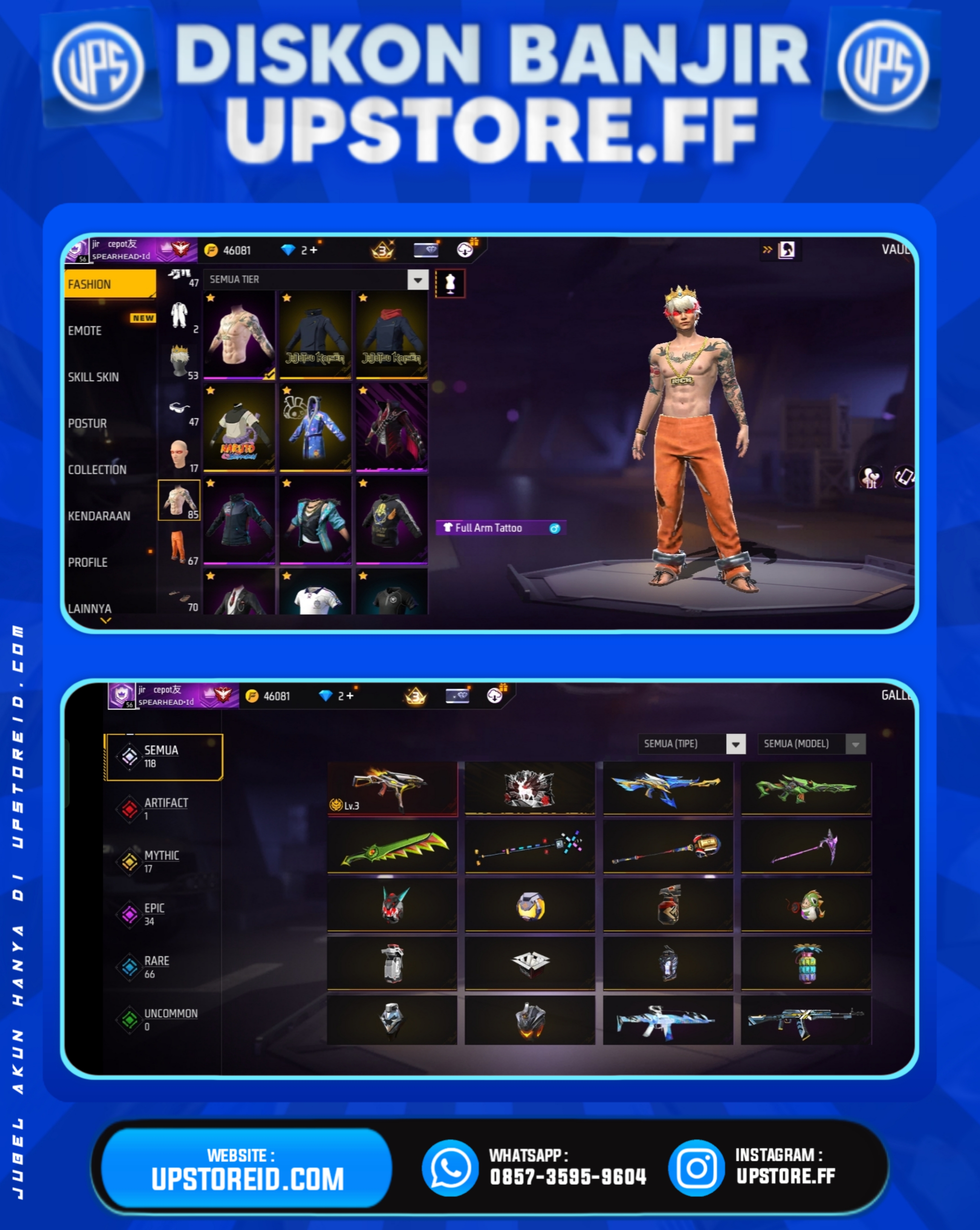 F822 - VAULT 100+, WEAPON 118, ISIAN WEAPON LUMAYAN BANYAK | FREE FIRE - Product Image