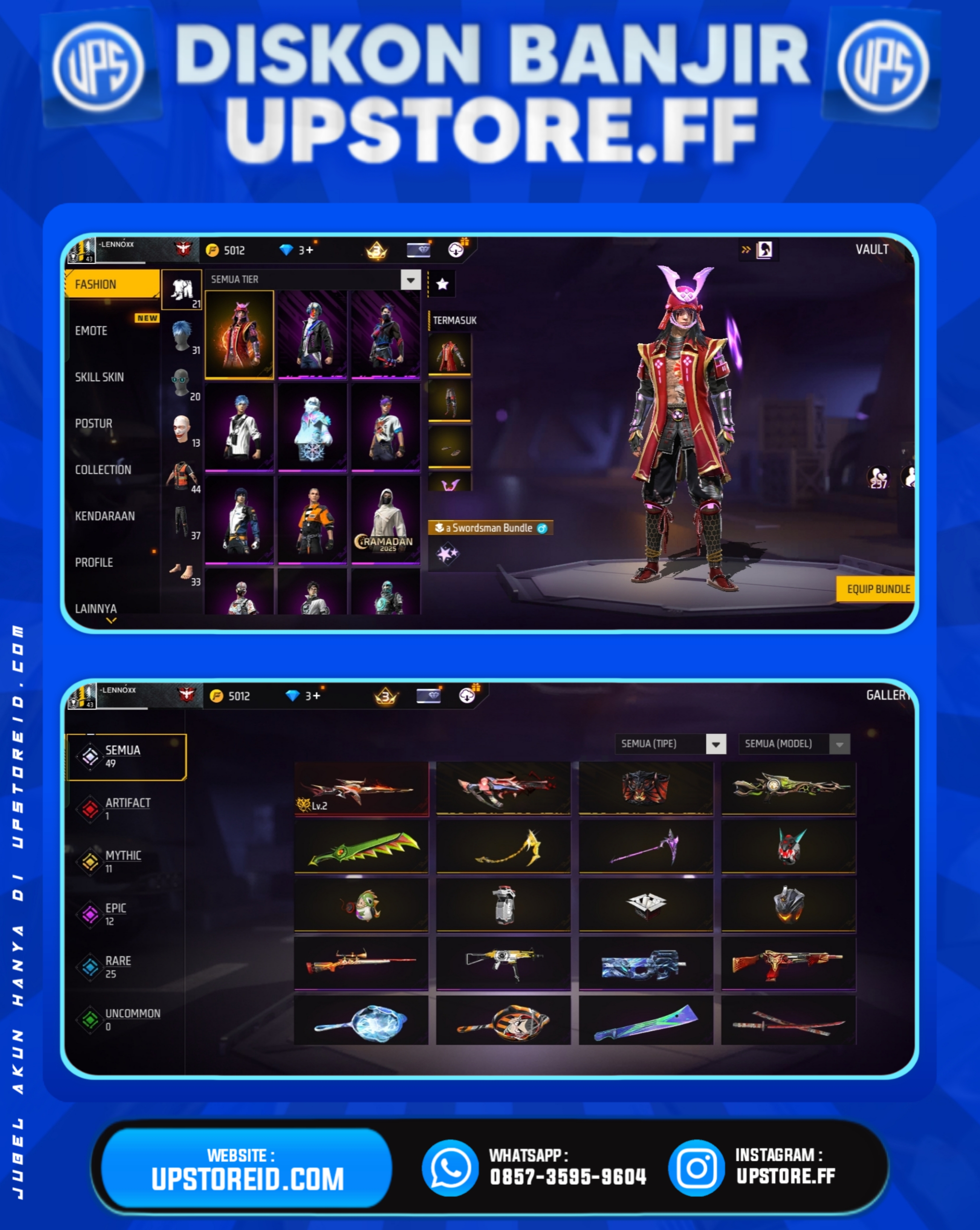 F821 - VAULT 80+, WEAPON 49 | EVO ON LVL 2, PRIME 3, DLL | FREE FIRE - Product Image