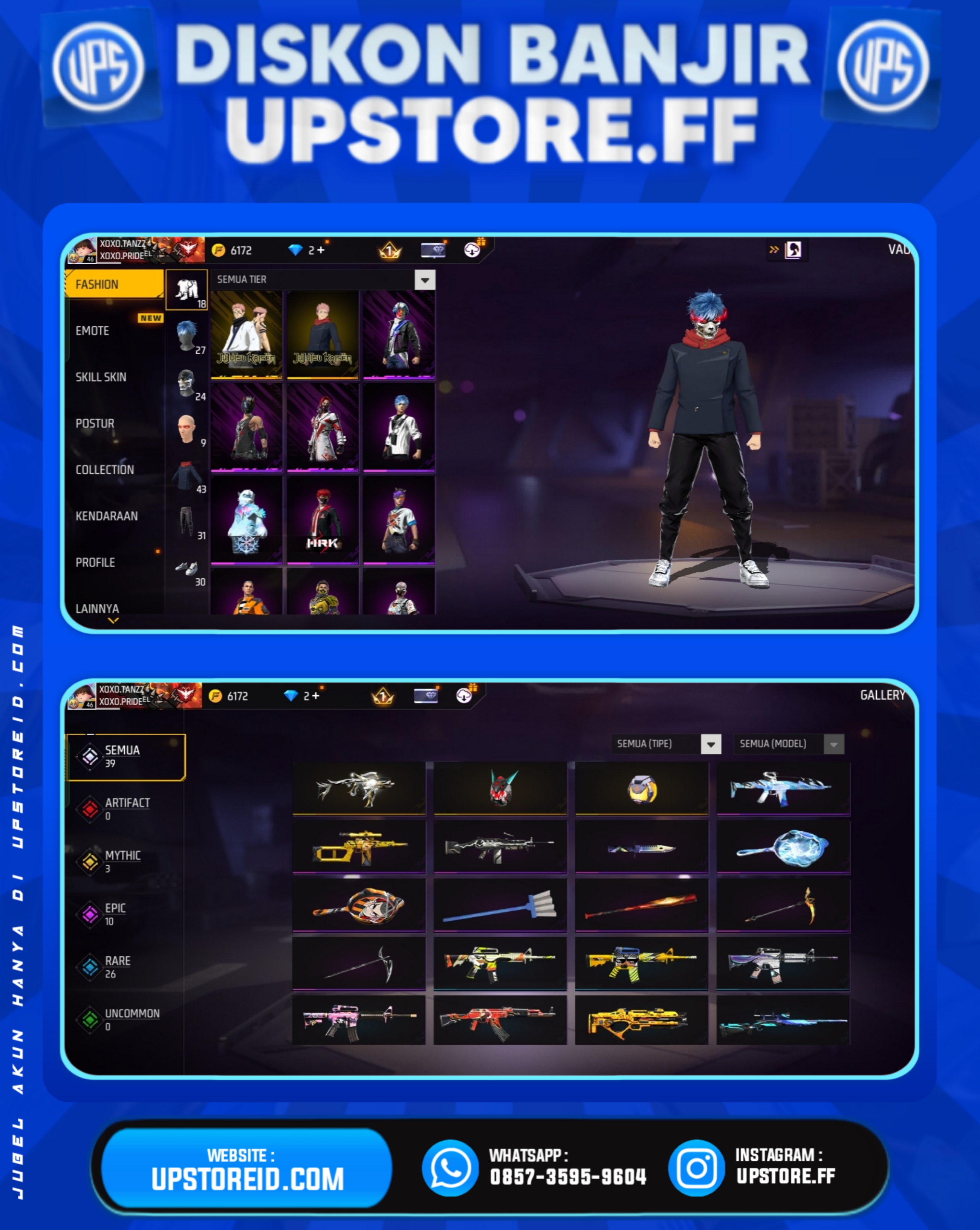 F820 - VAULT 80+, WEAPON 39 | SET JUJUTSU KAISEN 2, DLL | FREE FIRE - Product Image