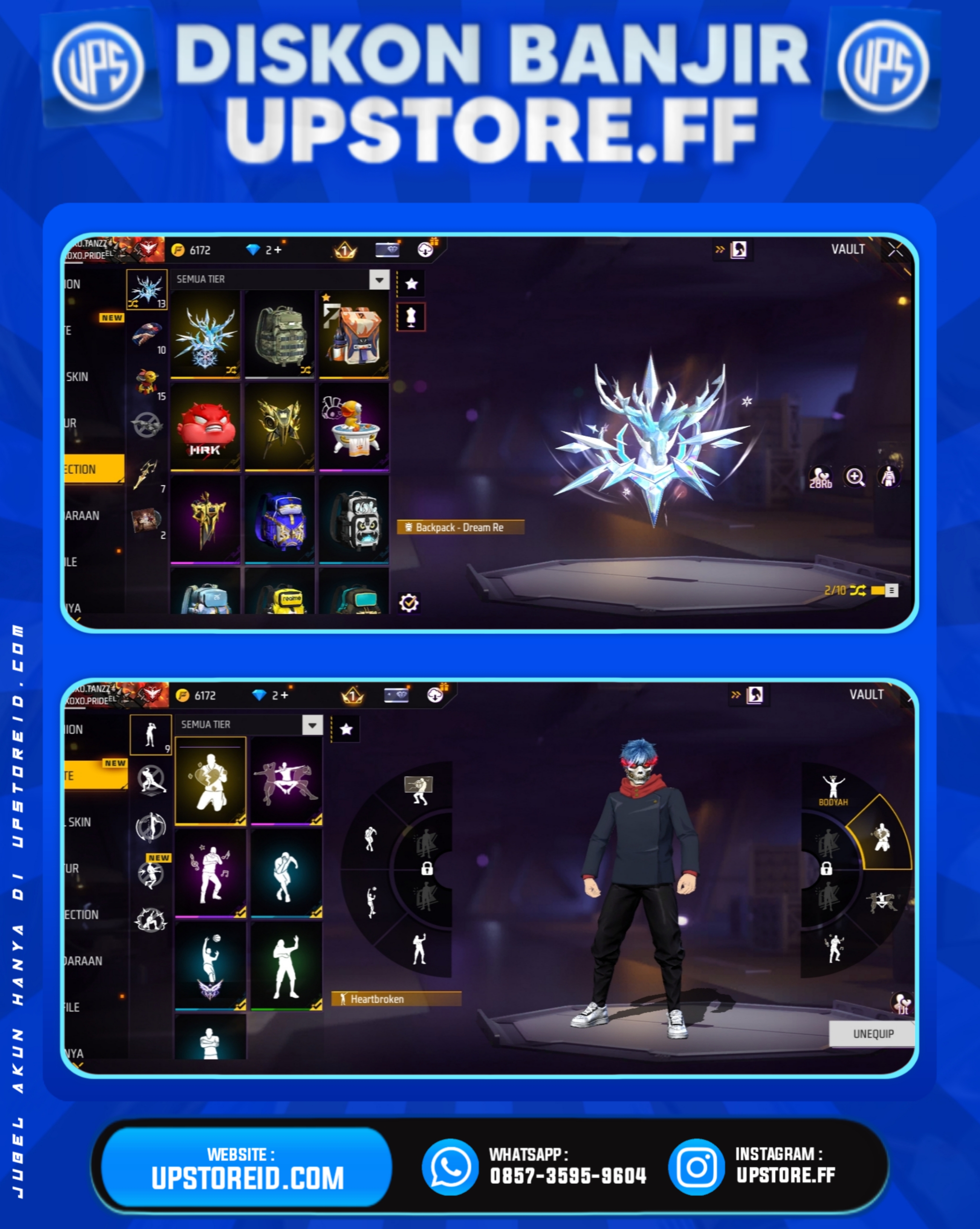 F820 - VAULT 80+, WEAPON 39 | SET JUJUTSU KAISEN 2, DLL | FREE FIRE - Spec Image