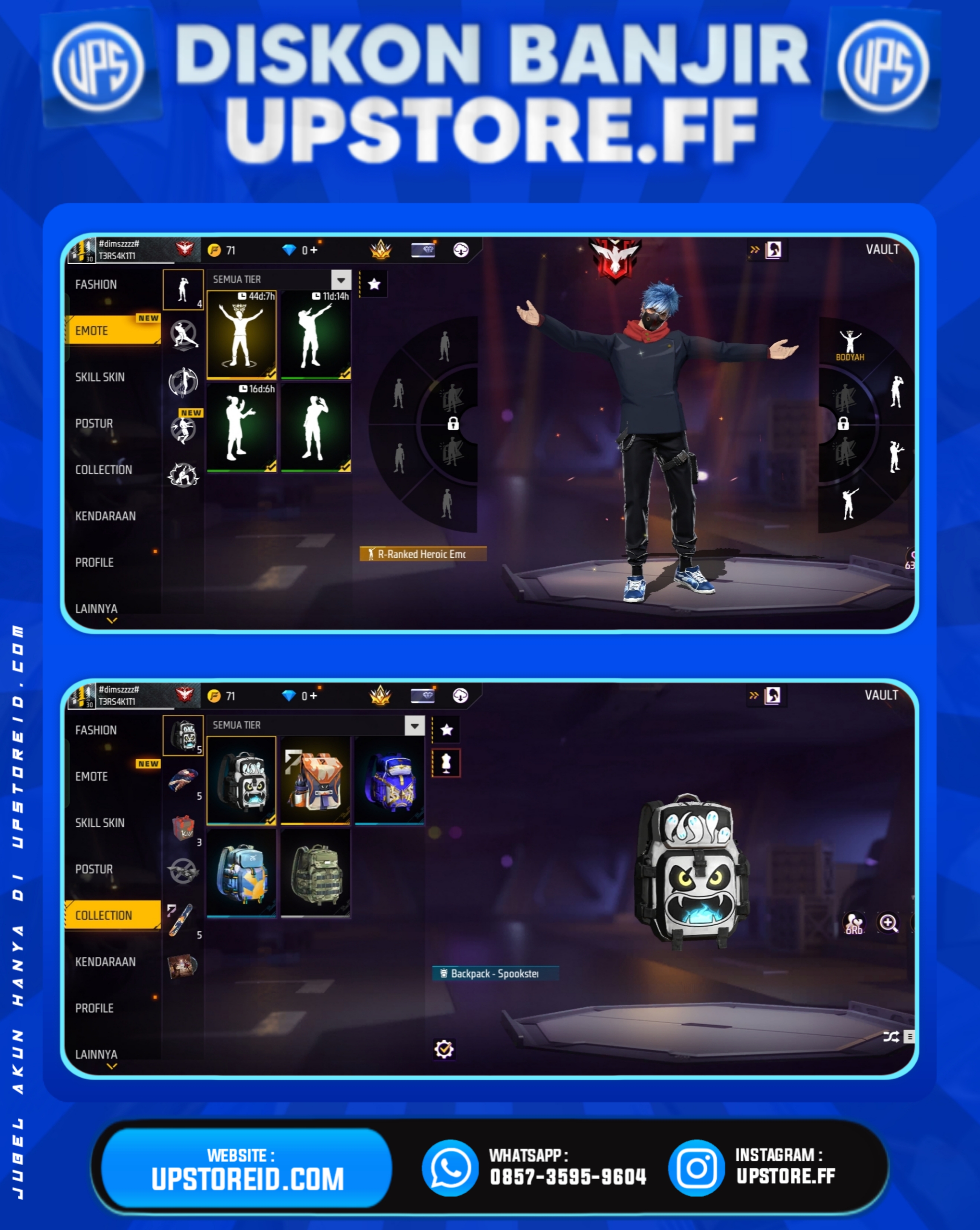 F809 - VAULT 30+, WEAPON 20, SPEK POLOSAN | FREE FIRE - Spec Image