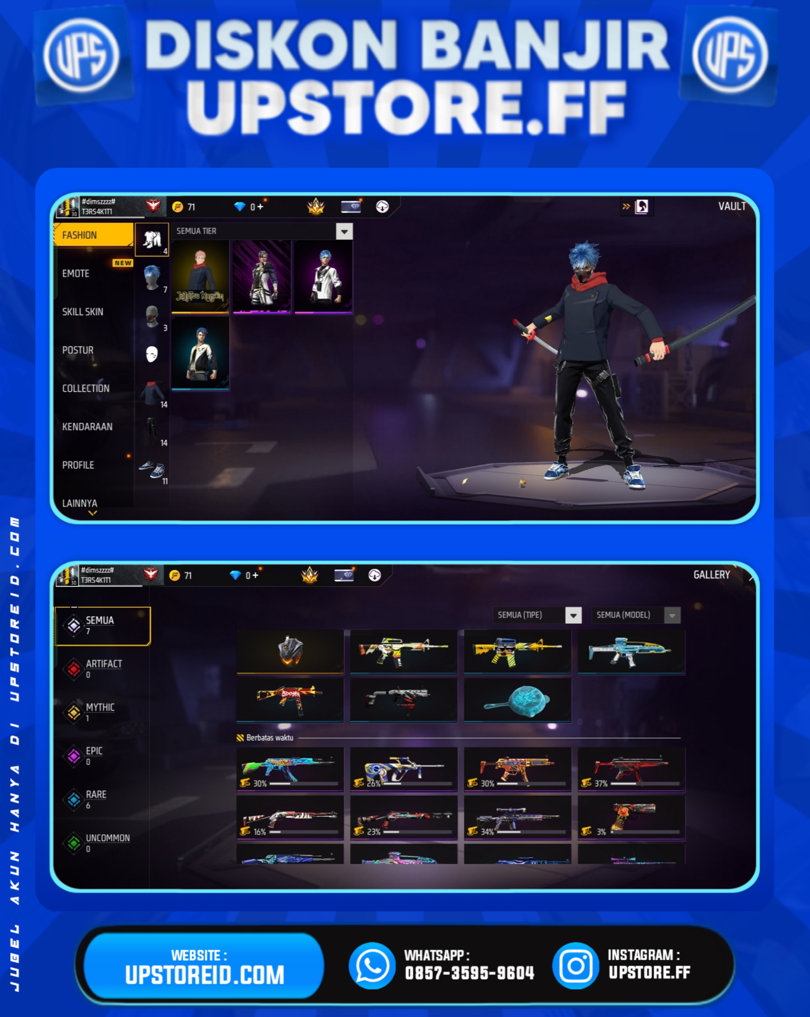 F809 - VAULT 30+, WEAPON 20, SPEK POLOSAN | FREE FIRE - Product Image