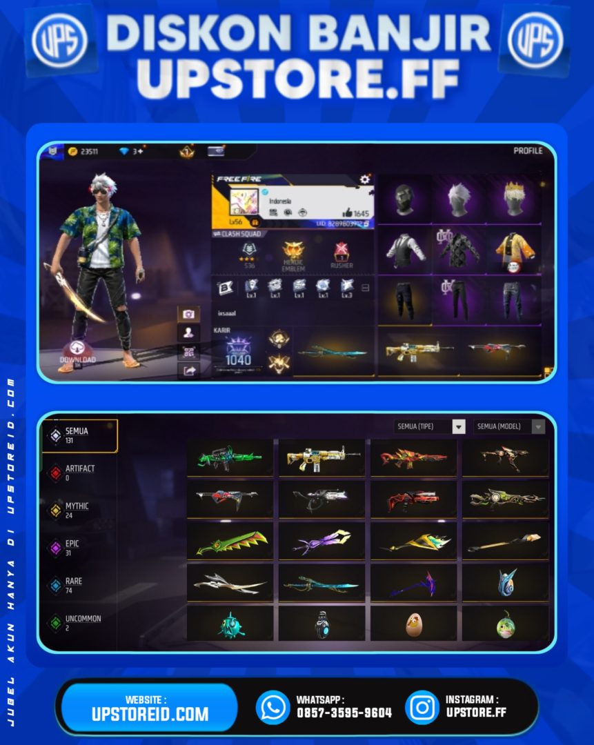 F864 - VAULT 100+, WEAPON 131, SPEKDISKON% | FREE FIRE - Product Image