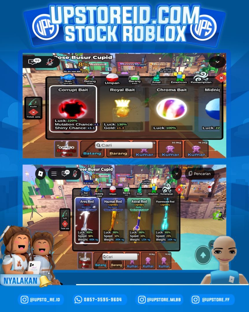 RBX009 - Lv308, 2,88M, ARES ROD ( BATANG ), HAZMAT ROD ( BATANG ), ASTRAL ROD ( BATANG ), DLL | ROBLOX FISH IT  - Spec Image