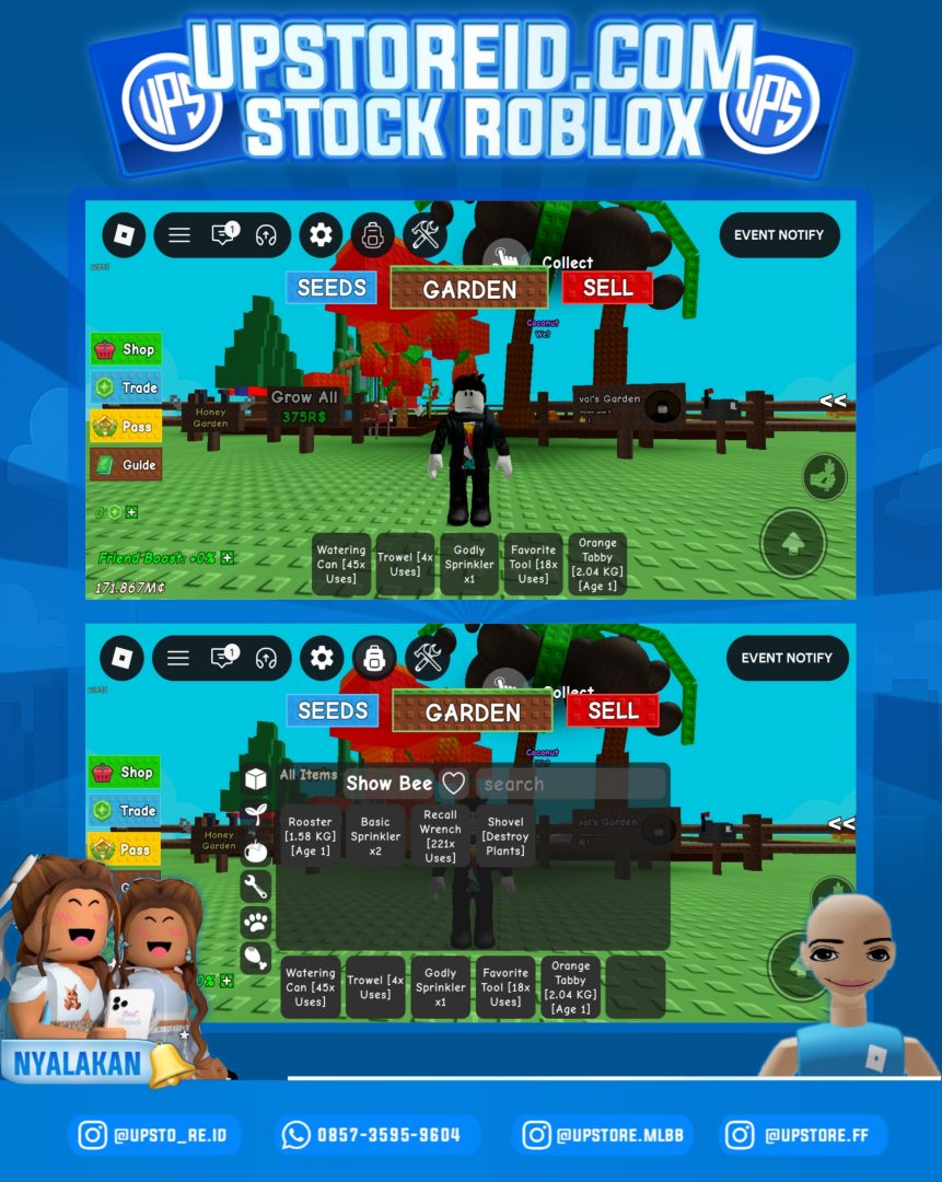 RBX015 - STEAL A BRAINROT, BLOX FRUITS, GROW A GARDEN | ROBLOX   - Product Image